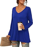 Vista 59 de AWULIFFAN Blusa tipo túnica holgada de manga larga con cuello redondo para mujer 01 Negro