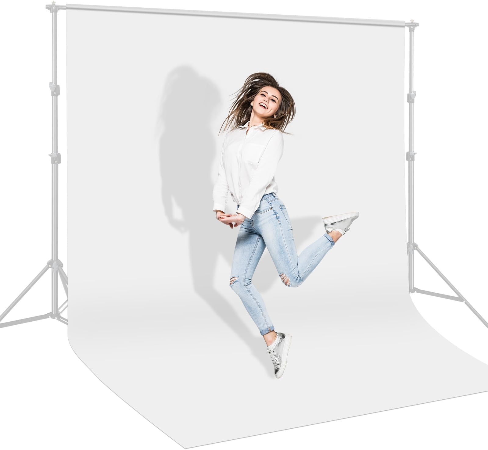 UTEBIT 6X9FT White Background for Photography Photo Booth Backdrops for Photoshoot Backgrounds Screen Video Recording Parties Curtain, Low Temperature Ironing to Remove Wrinkles