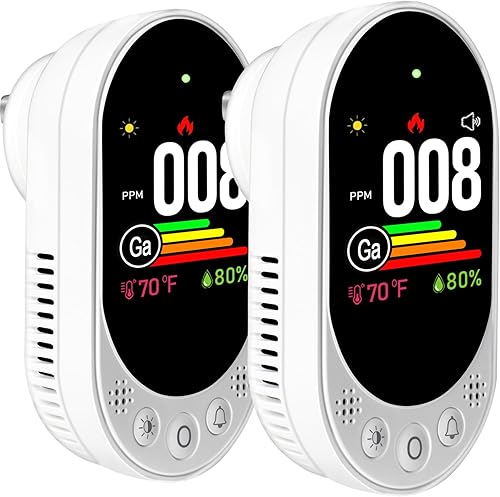 Miniatura 9 de Detector de fugas de gas natural mejorado y detectores de monóxido de carbono, diseño de pared enchufable 4 en 1, detector de CO y gas con pantalla