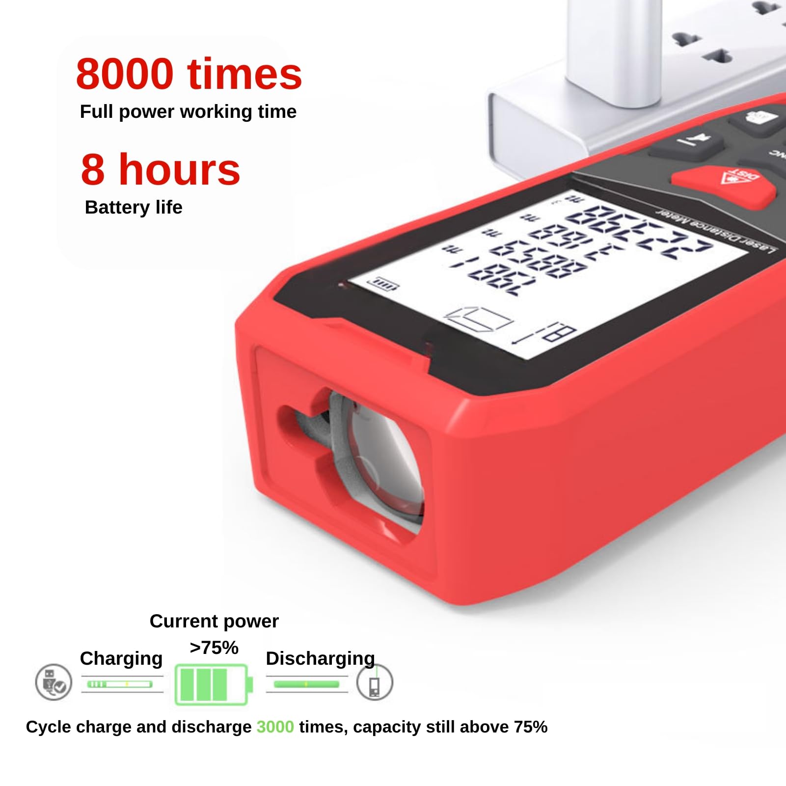 Jadeshay Télémètre Laser LM50A 50 M Metre Laser Portable, Appareil De Mesure Laser Numérique avec 99 Jeux De Données, Écran LCD Rétroéclairé