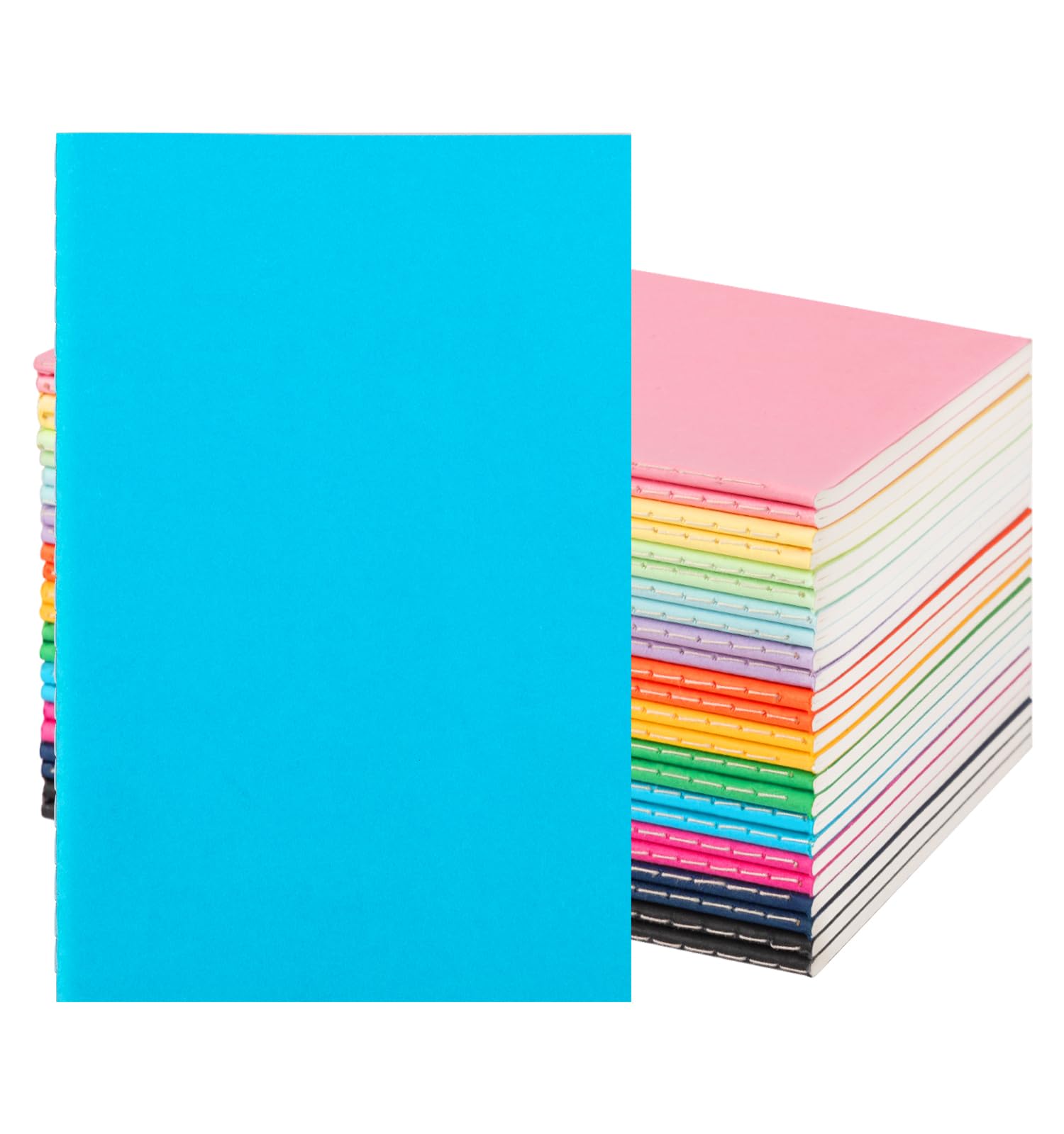 ALKALO 24 Pack Colorful Lined Notebooks for Writing, Journals Bulk, A5 Composition Books, 8.3x5.5 Inch, 60 Pages, 30 Sheets Sketchbooks for Office