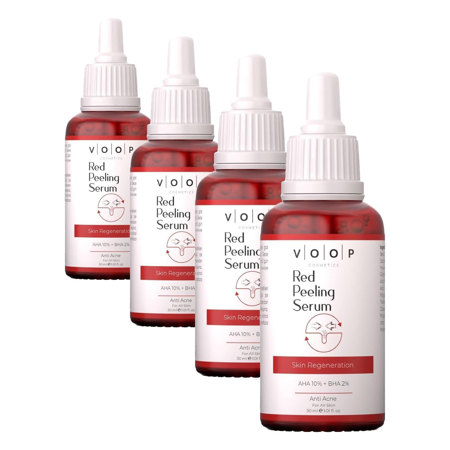 VOOP Kırmızı Peeling, Cilt Yenileyici Serum 30 ml (4 paketi)