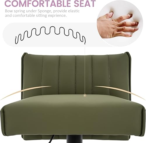 Miniatura 4 de Brage Living Taburete de bar, asiento de resorte, taburete de bar giratorio ajustable de piel sintética con respaldo bajo, altura de mostrador sin