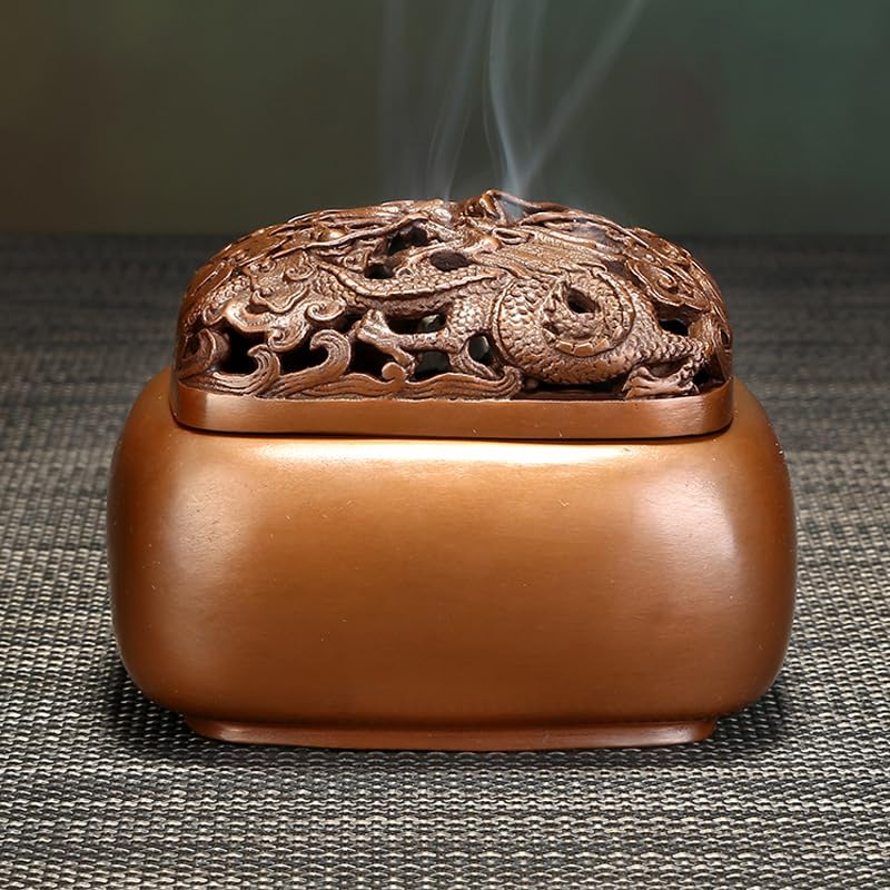 Quemador de Incienso Porta Conos, Quemador de Incienso reflujo Cobre, Cascada aromaterapia, 10x8,5x8cm