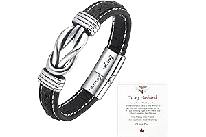 Personalized Husband and Wife Braided Leather and Steel Bracelets