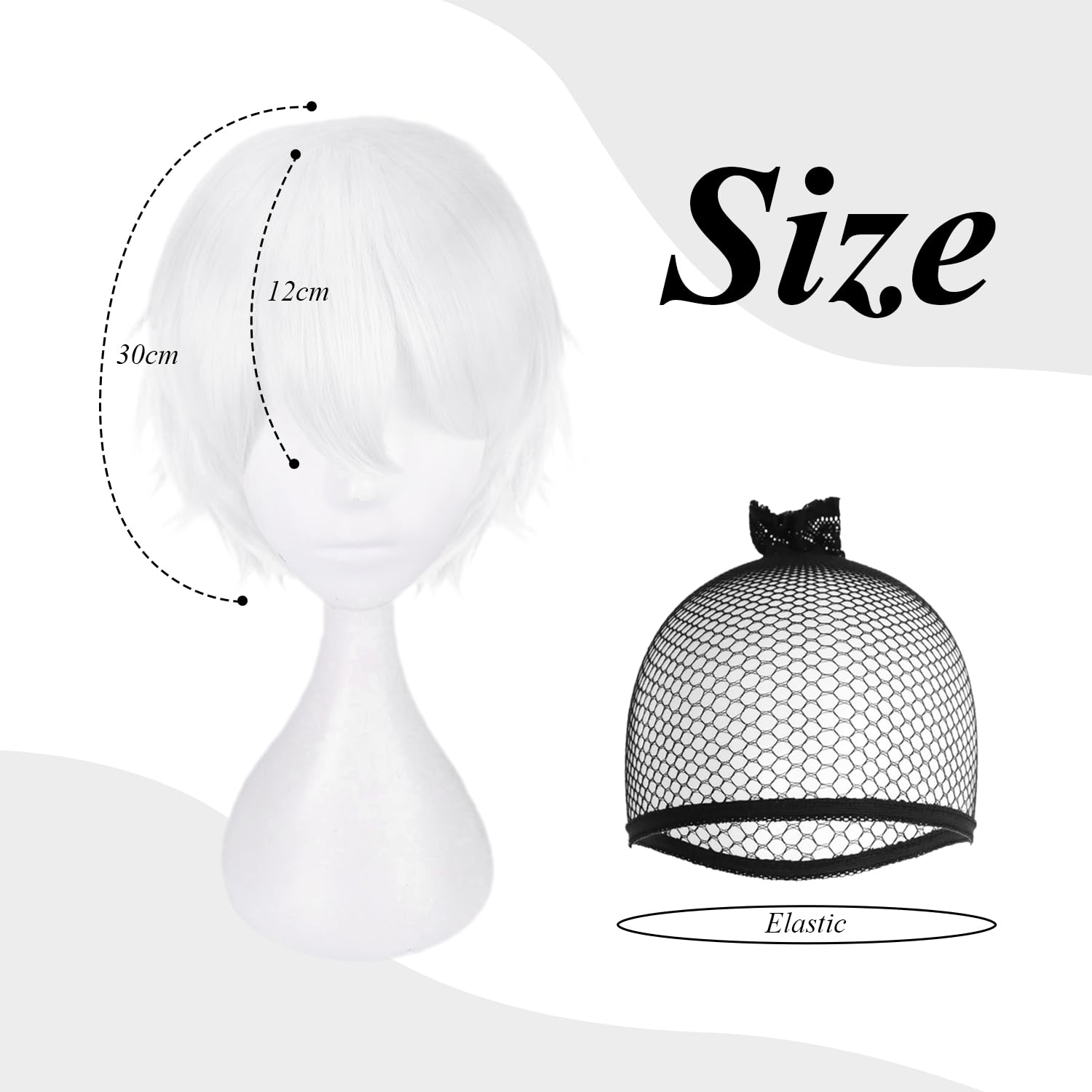 1 Piece Of White Wig And 1 Piece Of Hair Net, Men'S Wig, Role-Playing Accessories, Short Wigs, Party Wigs. - Image 2