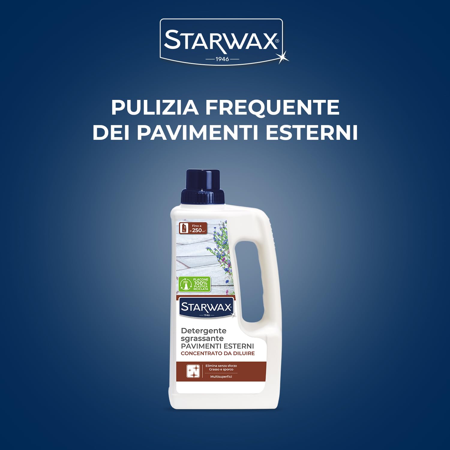 STARWAX - Detergente sgrassante pavimenti esterni - Elimina senza sforzo grasso e sporco - Multisuperfici - Formula concentrata da diluire - 1L - Fino a 250m²