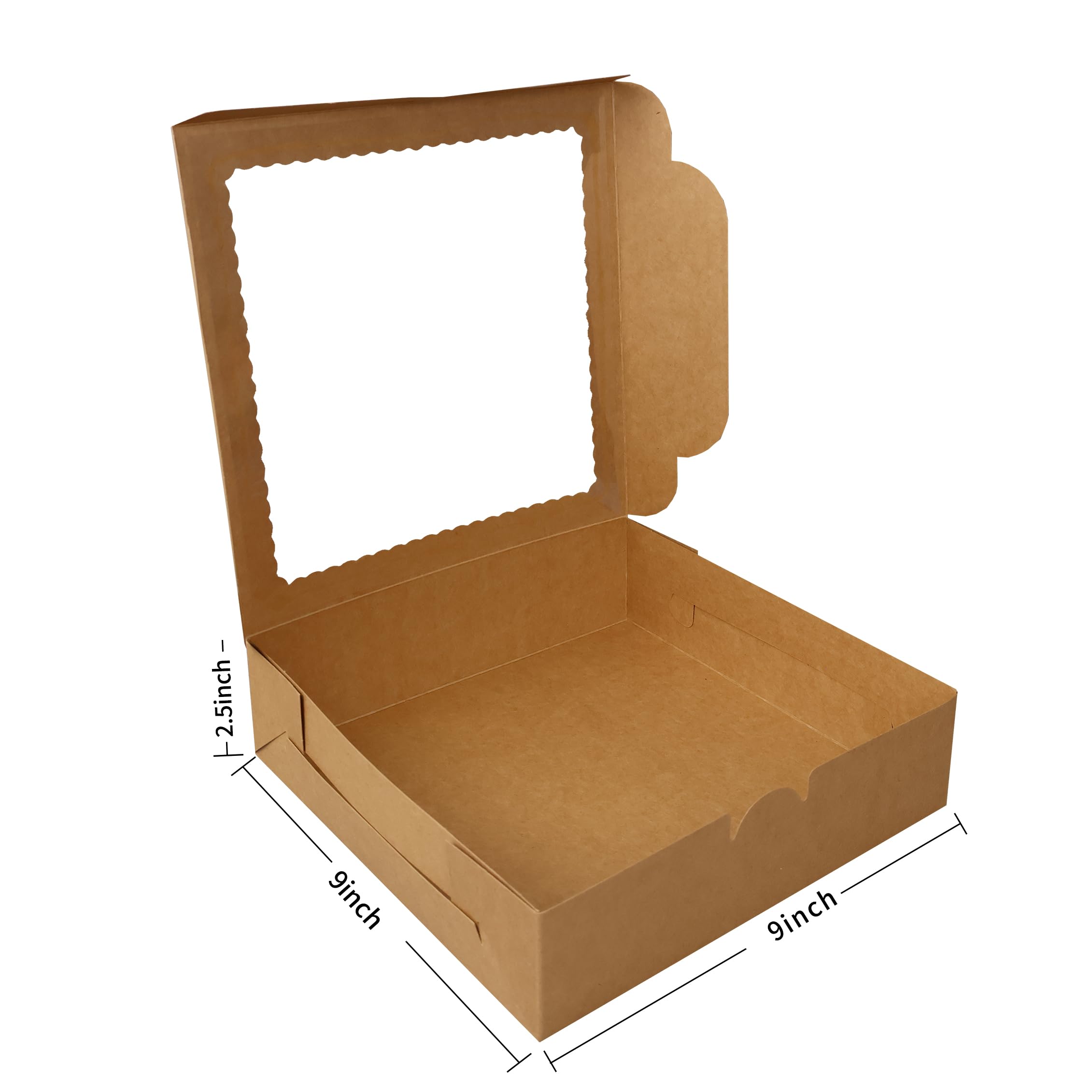 24 cajas para tartas de 9 x 9 x 2.5 pulgadas, cajas de panadería con ventana, cajas de postre