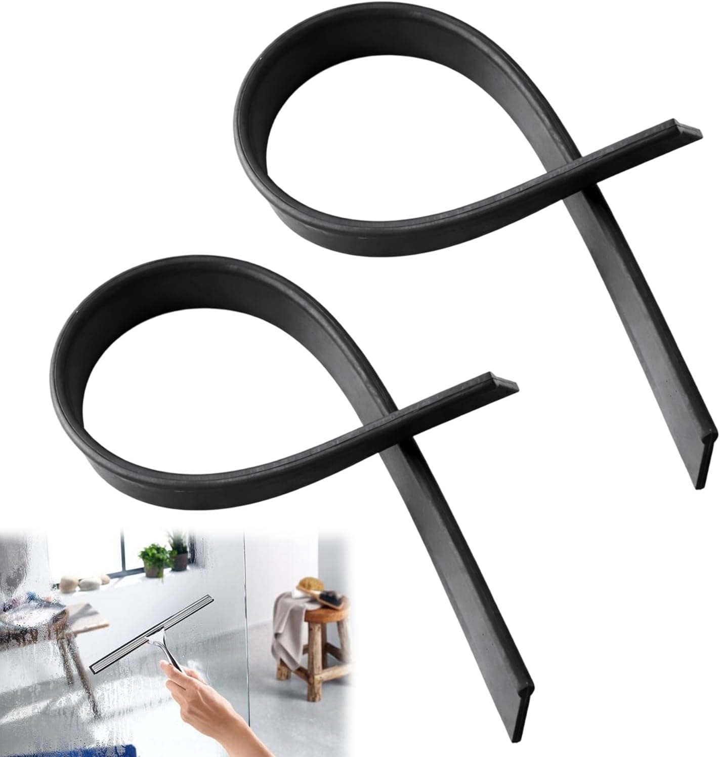 2PCS 35CM Window Squeegee Rubber Replacement, Durable Soft Rubber Refills, Universal Fit for Home Glass Wiper Scrapers, Compatible with Most Window Vacs, Streak-Free Cleaning