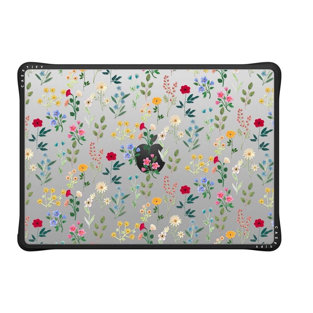CASETiFY Impact MacBook Pro 14" (M1-M5) Case [Cushioned Impact Corners/Scratch-Resistant/Anti-Slip Grip] - Spring Botanicals 2 - Clear Black