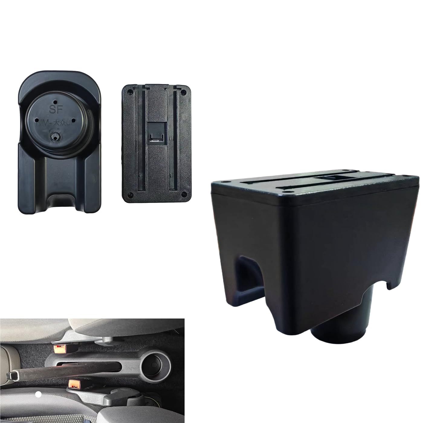 YJYWZH für VW Up 2009-2020 Armlehnen Mittelarmlehne mit Große Ablagefach und USB-Anschluss Autozubehör Konsole Armauflage Rot Stiche