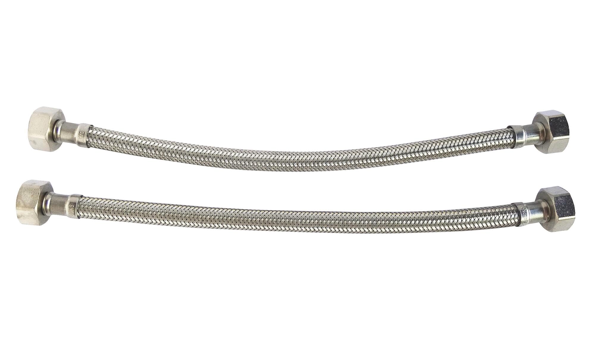 SOMATHERM FOR YOU, Lot de 2 flexibles sanitaires 1/​2" - Raccords écrous tournants - Longueur 500mm - Acier inoxydable tressé - Résistant, souple et facile à installer - Norme ACS, certifié QB