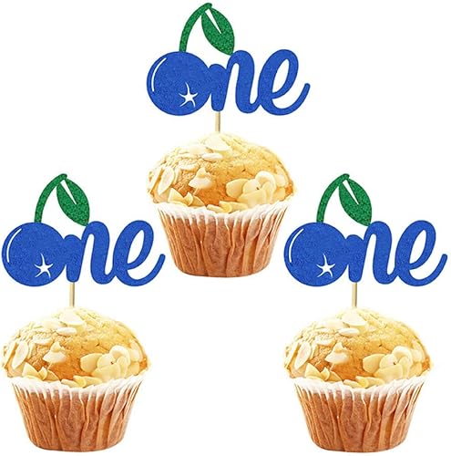 Miniatura 2 de 24 piezas de decoración para magdalenas de frutas de primer cumpleaños, temática hawaiana, decoración de tartas, arándanos, uva, piña, postre,