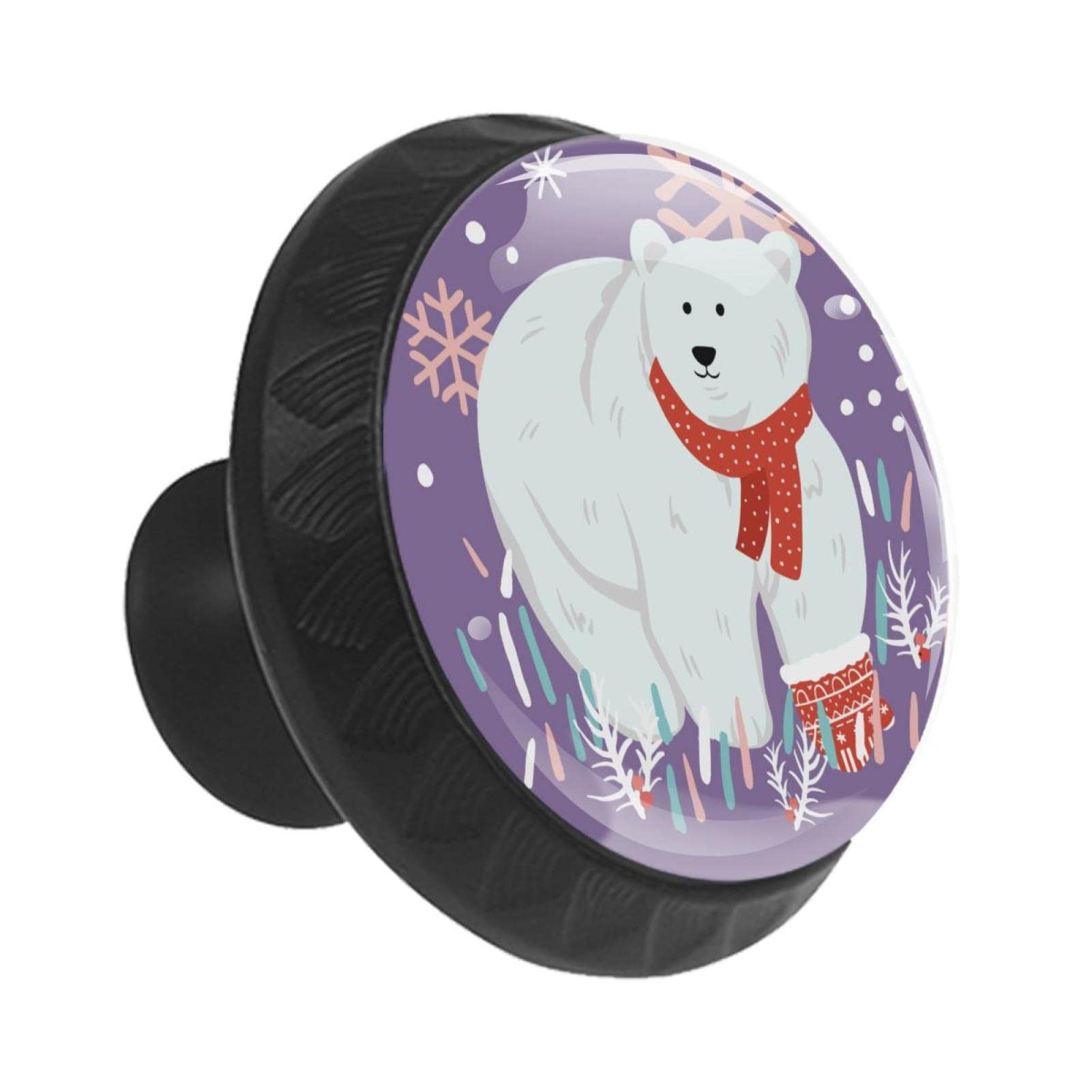 Boutons de cuisine et poignées de tiroir motif ours polaire dessin animé x12