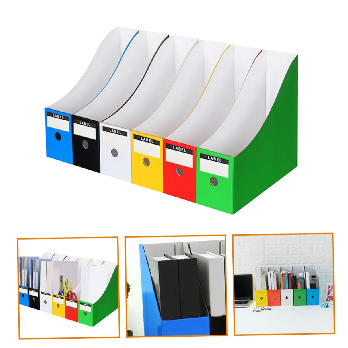 DOITOOL 6 Stück Desktop Dateiablage Teiliges Bunten Stabiler Papp Organizer für Dokumente und Zeitschriften für Büro Schule und Zuhause