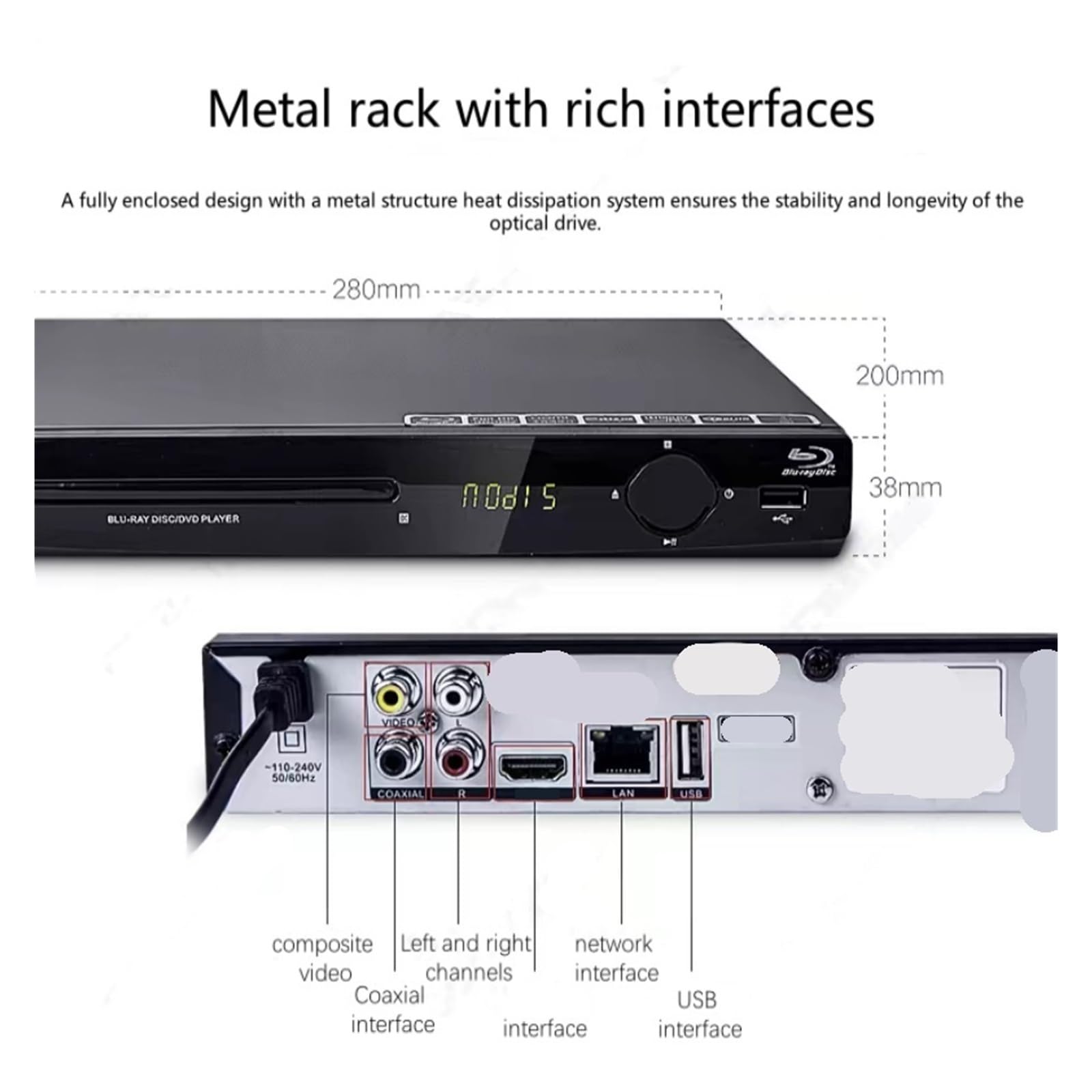 Lettore Blu-Ray G2805 Lettore Dvd HD 1080P Lettore CD Lettore Dvd TV Digitale multimediale Portatile