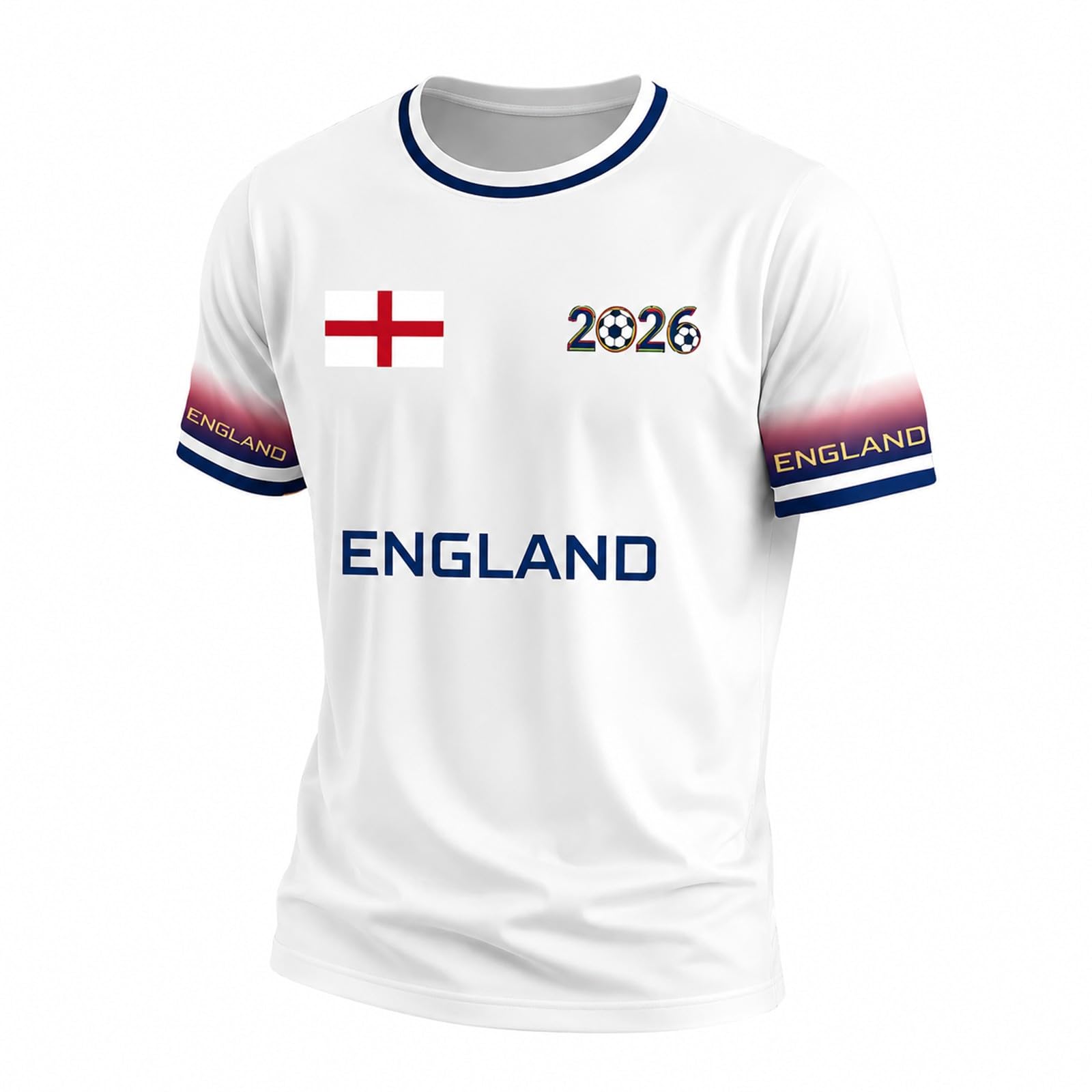 England Football Shirt 2026 Men's Short Sleeve World Cup T-Shirts Union Jack for Supporters of Football Casual Print Athletic Stretch Lightweight Breathable Soccer Jersey (01-Purple, XXXL)