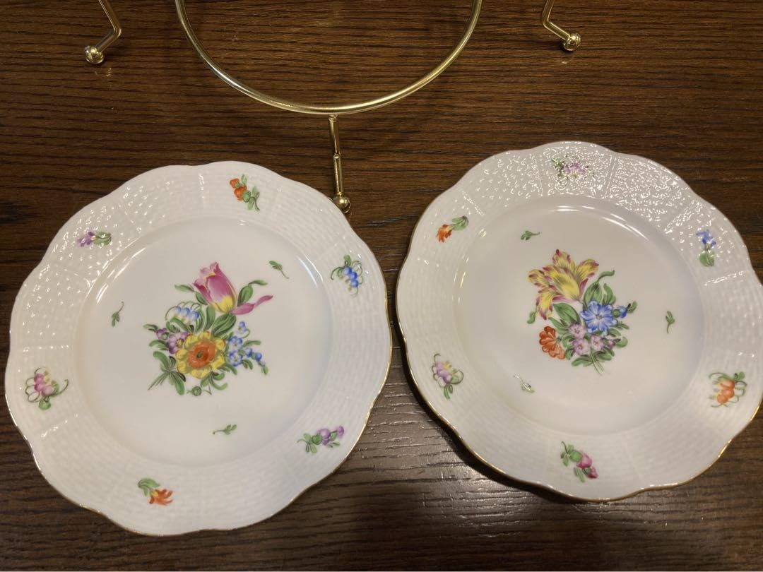 ヘレンド チューリップの花束 プレート2枚とケーキスタンド カップ