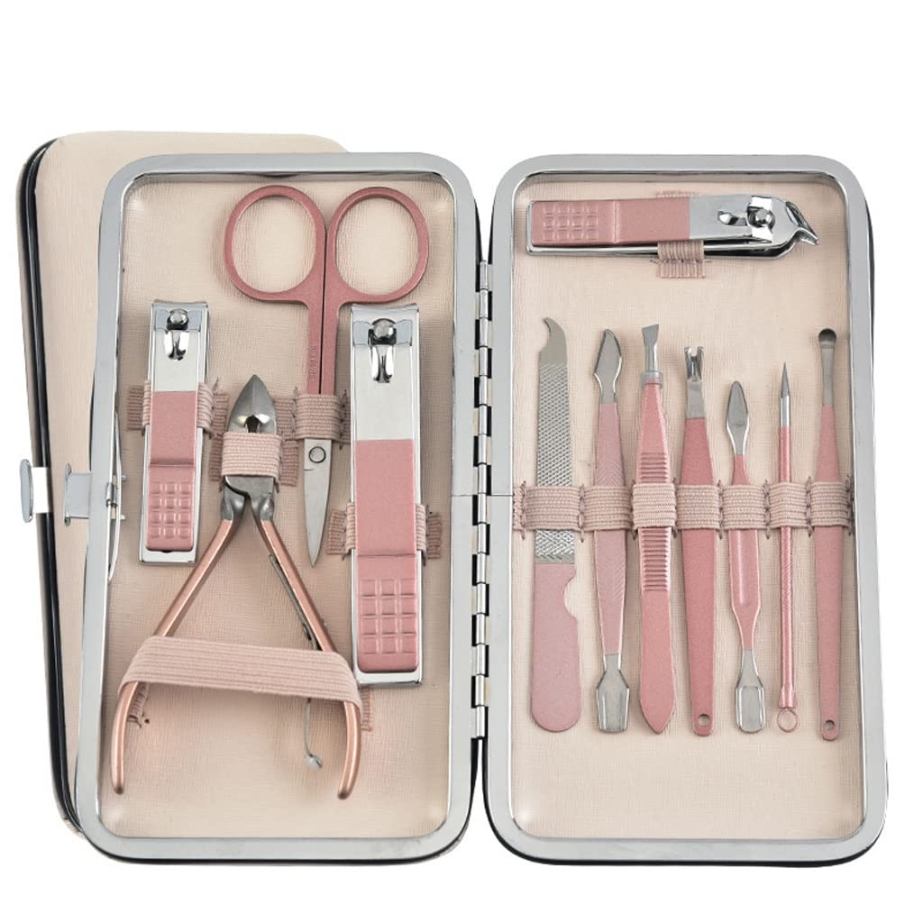 Nagelknipser-Set aus Edelstahl, 18-teilig, Handpflege-Set, geeignet für Reisen, Roségold