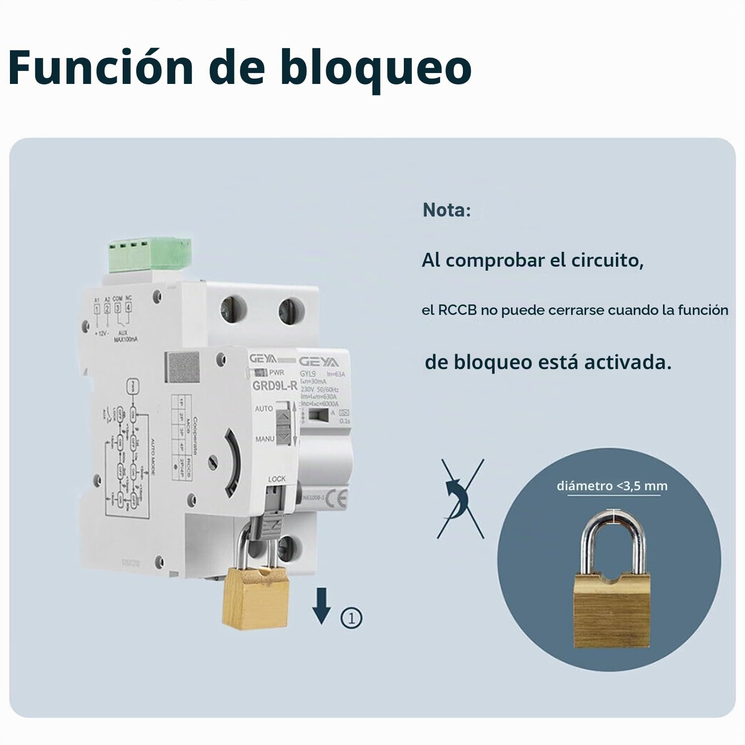GEYA Disyuntores automáticos de fugas de reconexión RCD electromagnéticos (Reconectador AC220V+A-SI Tipo RCCB 2P-40A-30mA)