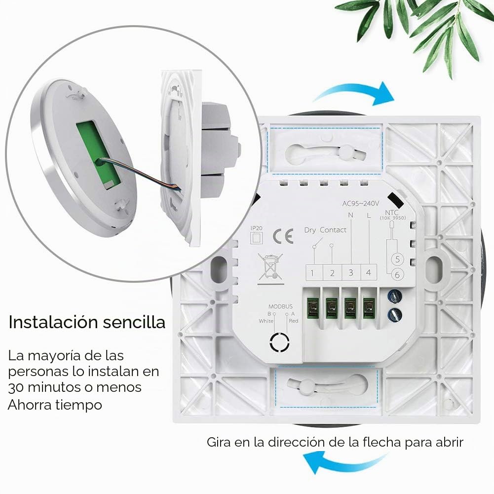 Termostato Wifi Inteligente Compatible con Alexa Google Home-Termostato Digital Inalambrico Calefaccion para Caldera de Gas,Controlador de Temperatura Programable 3A,220v