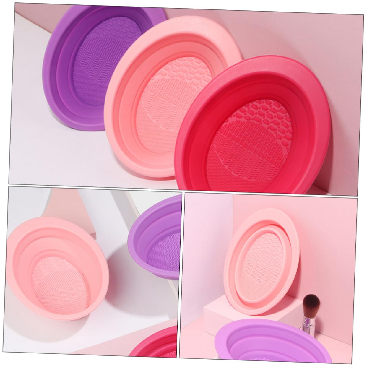 FRCOLOR 3 Pezzi Di Detergente Per Pennelli Da Trucco in Silicone Portatile Per La Casa E Il Salone.