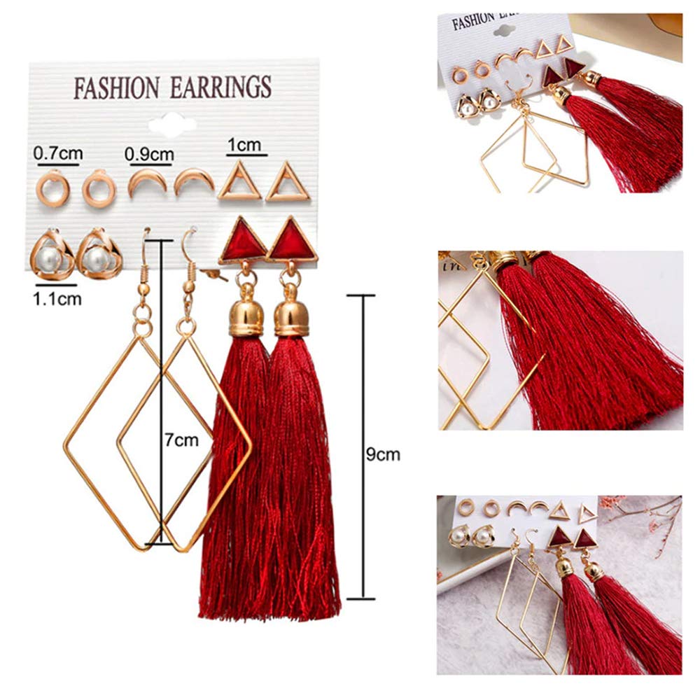 Pearl Geometric 6 Pair Earrings Set