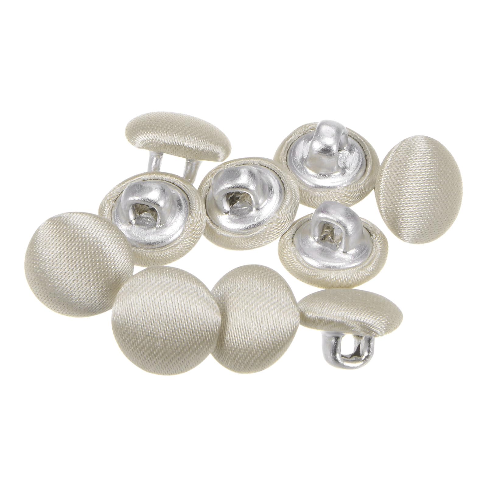 sourcing map 10pcs 16L Fabric Cloth Covered Button 10mm Metal Round Sewing Buttons for Suits Dress Blouses, Yellow
