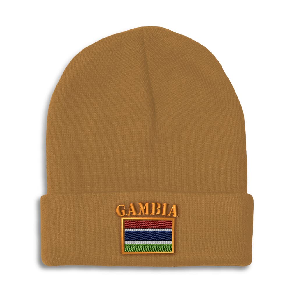 Custom Beanies for Men Gambia Flag Gambian Banjual Kunta Kinteh Skull Cap Winter Hats Women One Size