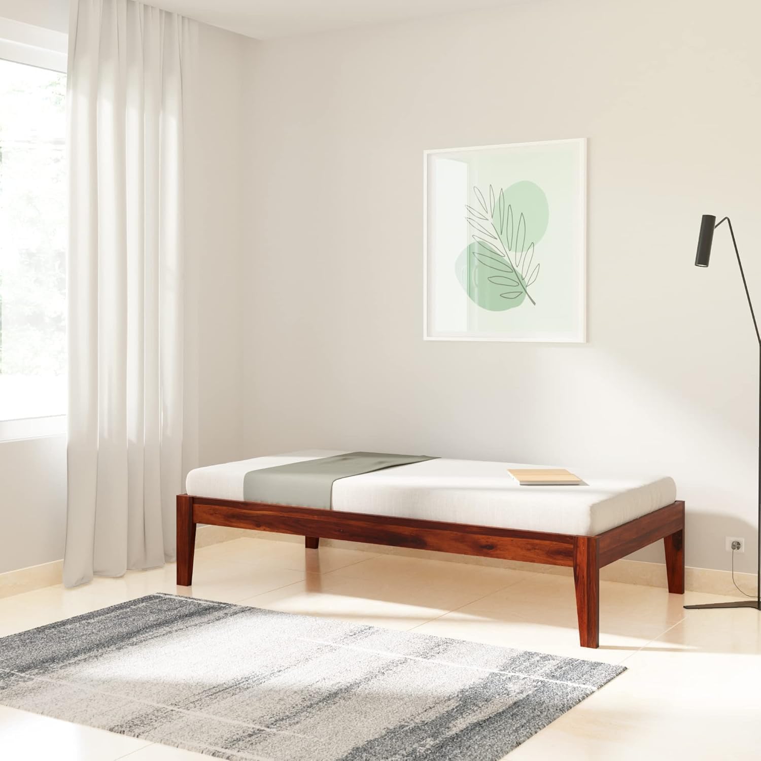 sattvica wooden sheesham wood fieri single size bed without storage solid wood cot palang wooden bed for bedroom home living room (honey-sb) (188x97x38cm) (recommend mattress size-72x36 inch)