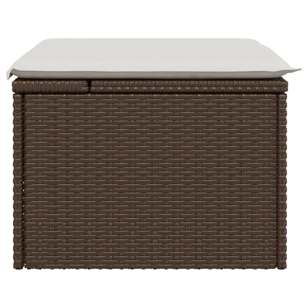 Genérico Taburete de jardín con cojín ratán sintético marrón 55x55x37 cm,Mobiliario,Muebles de jardín,Otomanas de Exterior,Marrón,7 kg,366206