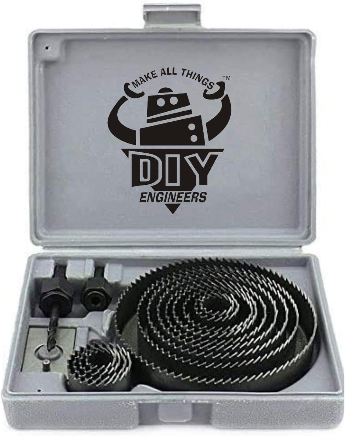 DIY ENGINEERS â€“ MAKE ALL THINGS 16 Pc Hole Saw Set Drill Bit Carbide Tipped Round Cutter.