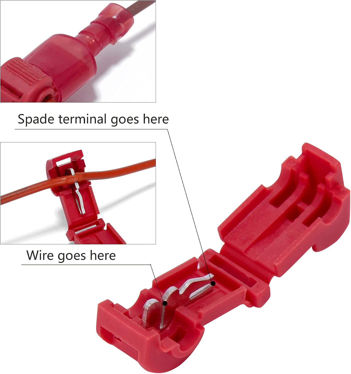 insco 120 Pcs/60 Pairs Quick Splice Wire Terminals T-Tap Self-Stripping with Nylon Fully Insulated Male Quick Disconnects Kit
