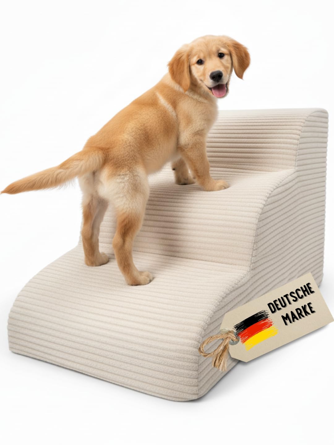 Escalera para perros de pana beige de espuma - Escalera para gatos - Escalera para mascotas - Escalera para perros - Cama para perros - 3 peldaños
