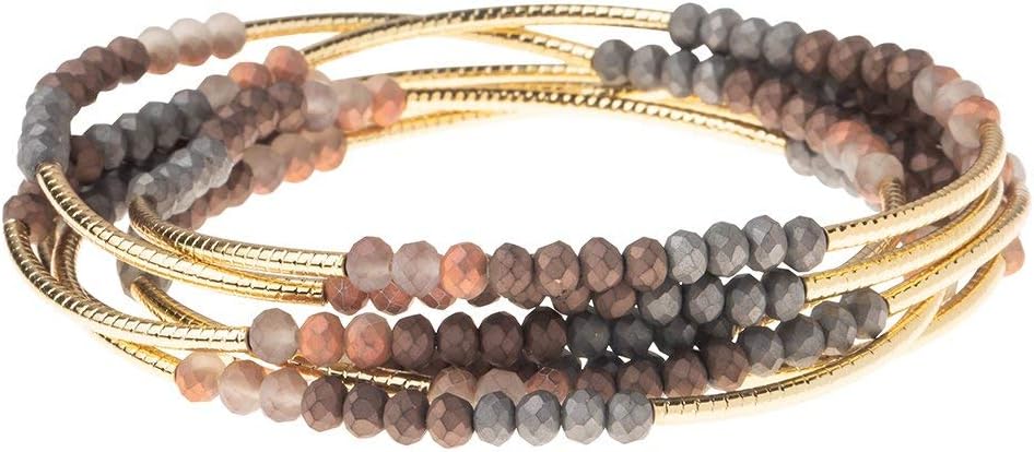 Scout Curated Wears - Women's Scout Wrap Bracelet & Necklace, Matte Metallic Tri-Tone/Gold
