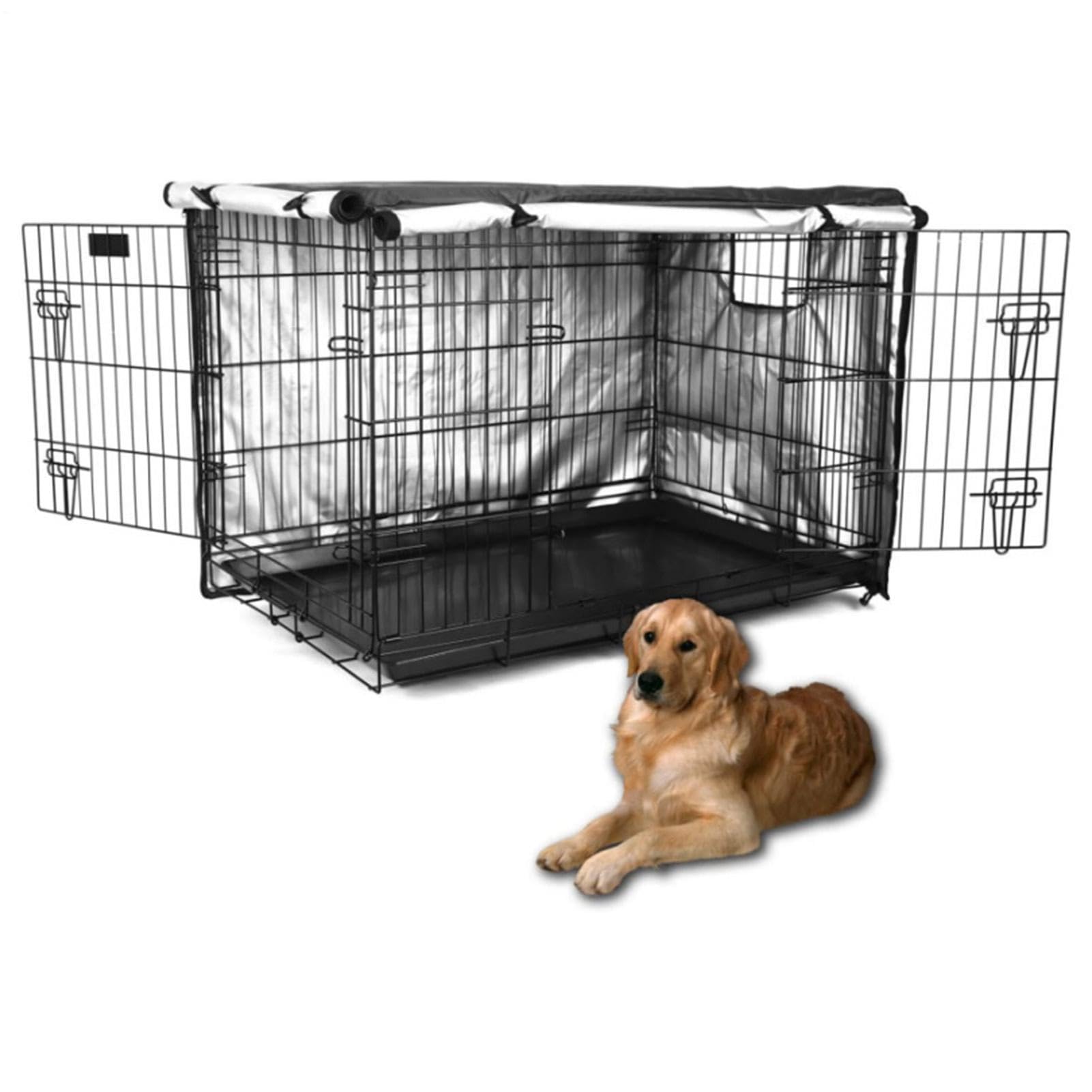 Générique Housse Cage Chien Double Porte - 107x72x77cm Pare- Chenil Animal, Résistante Anti- | Protecteur Chenil Tissu Robustes Coupe-Vent pour Races Chiens Moyennes | Housse Cage Tissu