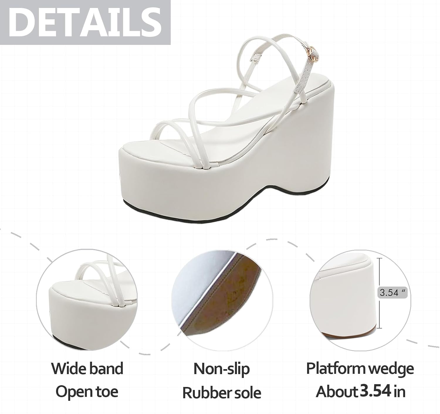 Women Chunky Platform Strapy Sandals Adjustable Ankle Straps Comfy Round Open Toe Wedge High Heel Dress Y2k Sandals For Summer Vacation Daily