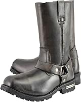 Vista 5 de Milwaukee Leather Botas de piel para hombre, con arnés de motocicleta clásico, de cuero marrón envejecido, ancho de 11 pulgadas, punta cuadrada