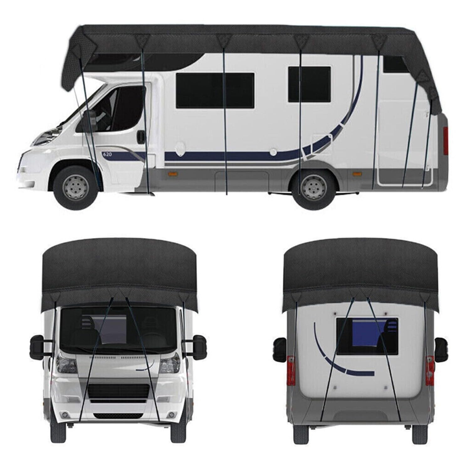 FUELIX Cubierta De Techo Resistente para Autocaravana Lona Impermeable 210D, Funda Caravana Cubierta Techo Autocaravana Protección contra La Nieve Y La Lluvia 7.5 * 3m