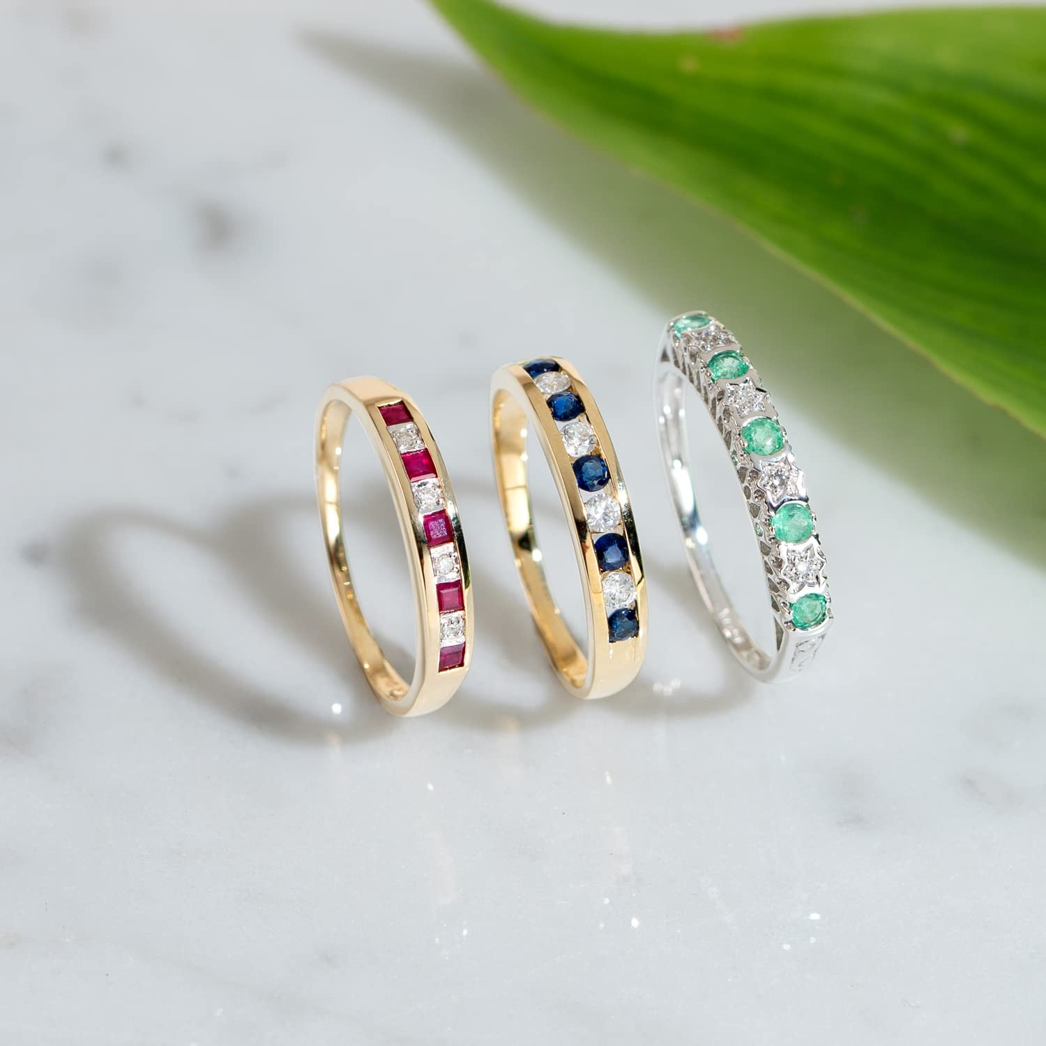 Bijoux pour tous - Anillo de oro amarillo de 9 quilates con zafiro