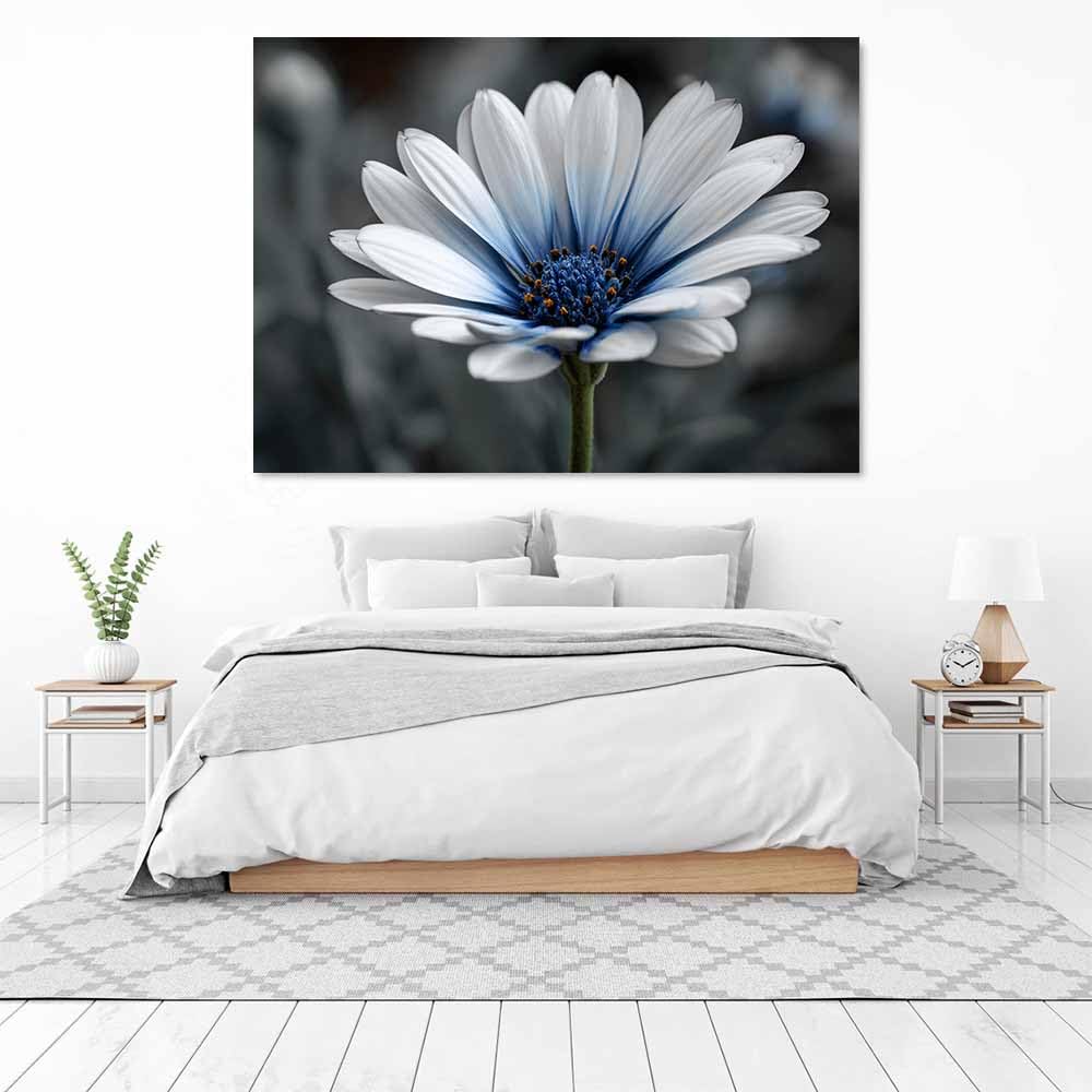 WUFIEA Semplice arte botanica Stampe su Canvas Con le risate per Camera da Letto Agriturismo Soggiorno Bagno(Azzurro chiaro)-60x90cm Incorniciato