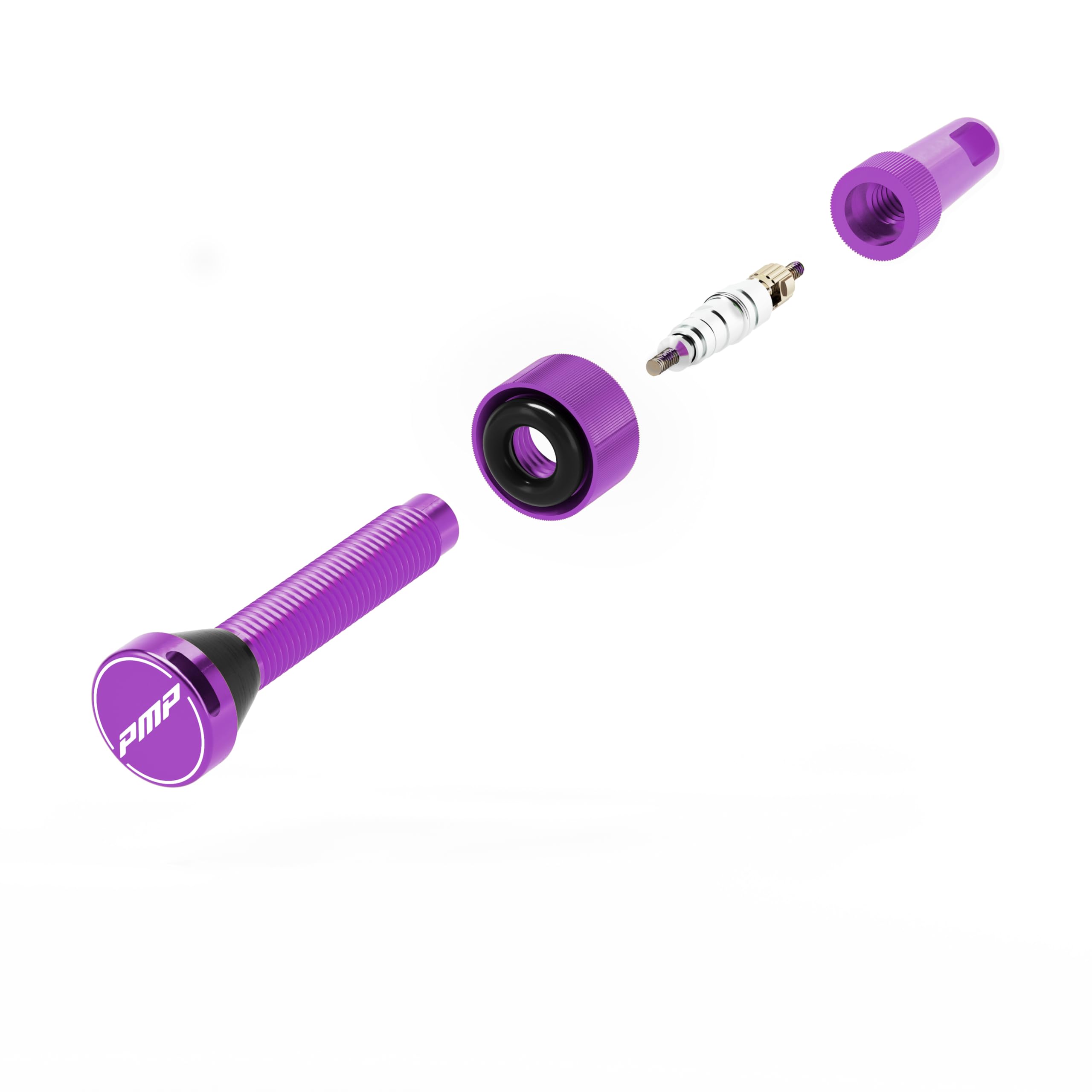PMP Valvole Tubeless mtb Universali con strumento di rimozione core integrato | Base conica compatibile con mousse | Ghiera maggiorata per l'utilizzo senza attrezzi | Presta standard | 50 mm.