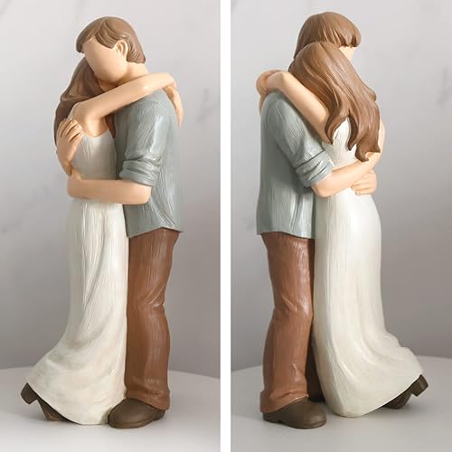 Miniatura 4 de CAMSOON Estatuilla romántica de abrazo para parejas, feliz aniversario de boda, esculpida, pintada a mano, regalos para ella, él, en momentos