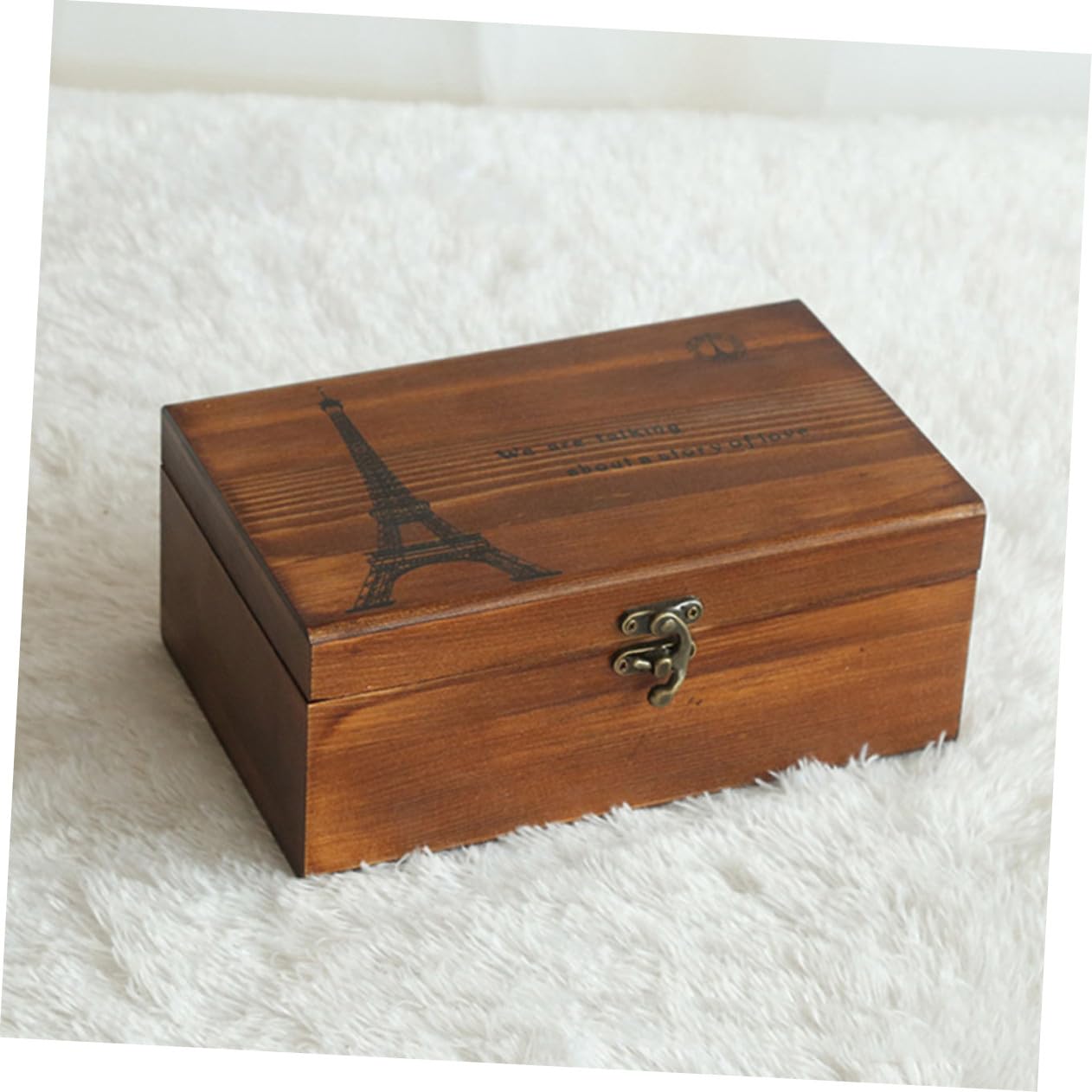 Caja de Agujas E Hilos de Madera Marrón Retro para Costura