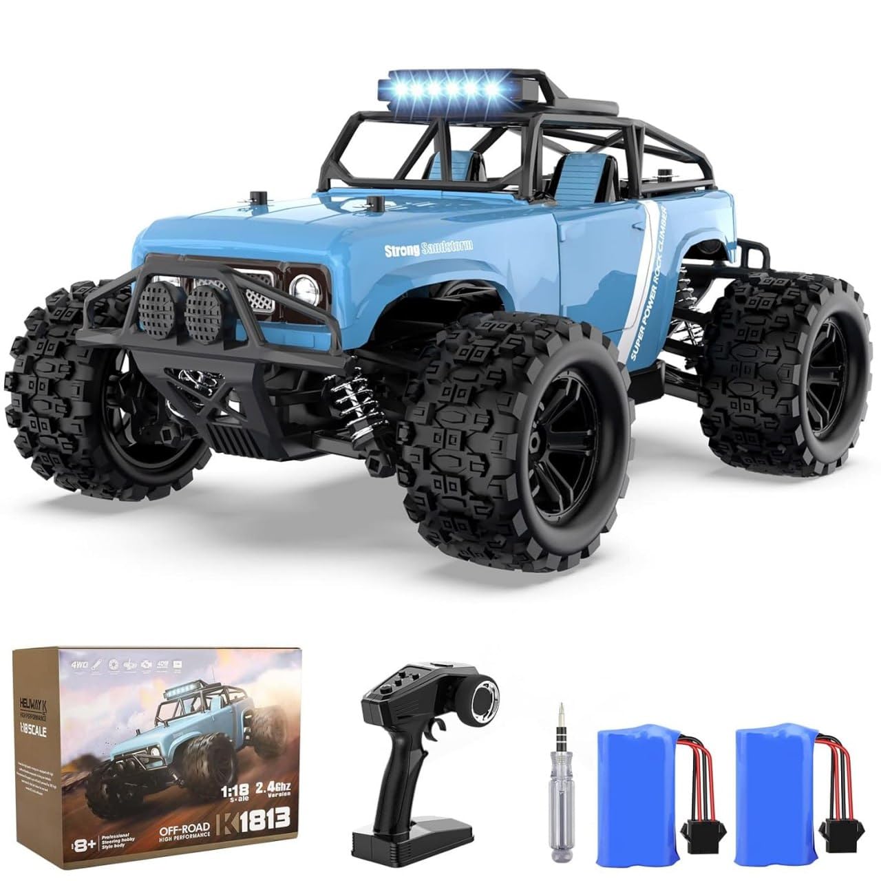 RC Car 4WD Remote Control Truck, 1:18 Scale Off Road RC Truck, 36KPH Fast Racing Car, 2.4Ghz RC Vehicle Rock Crawler with 2 Batteries-60 min Playtime, for Boys(RC Truck, 40 KM/H High Speed)-image-25