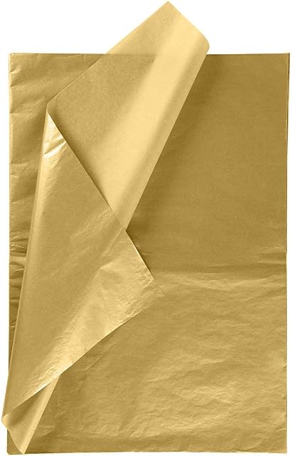 RUSPEPA Gift Wrapping Tissue Paper - Metallic Gold Tissue Paper for DIY Crafts, Pack Bags - 50 x 70 cm -25 Sheets