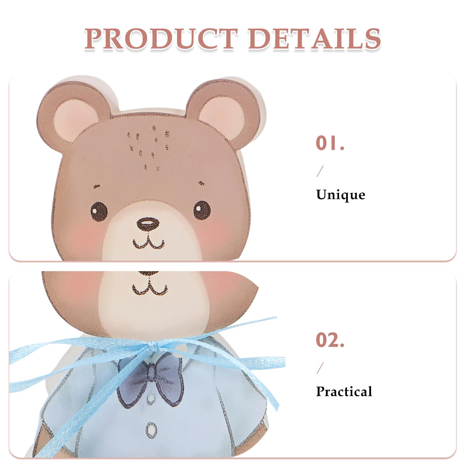 Cajas de Obsequio para Bebés Shower 50 Unidades Mini Cajas Plegables de Papel Diseño de Oso Azul para Centros de Mesa y Dulces en Fiestas de Primer Cumpleaños