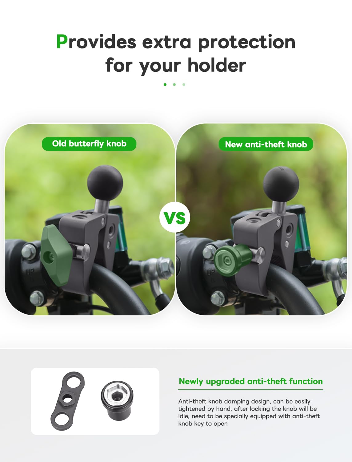FANAUE CC-04F Anti-theft Handlebar Base Mount Strong Rod Clamp with 1 Inch Ball Head for Rails 0.5" to 2.0" Diameter - Image 2