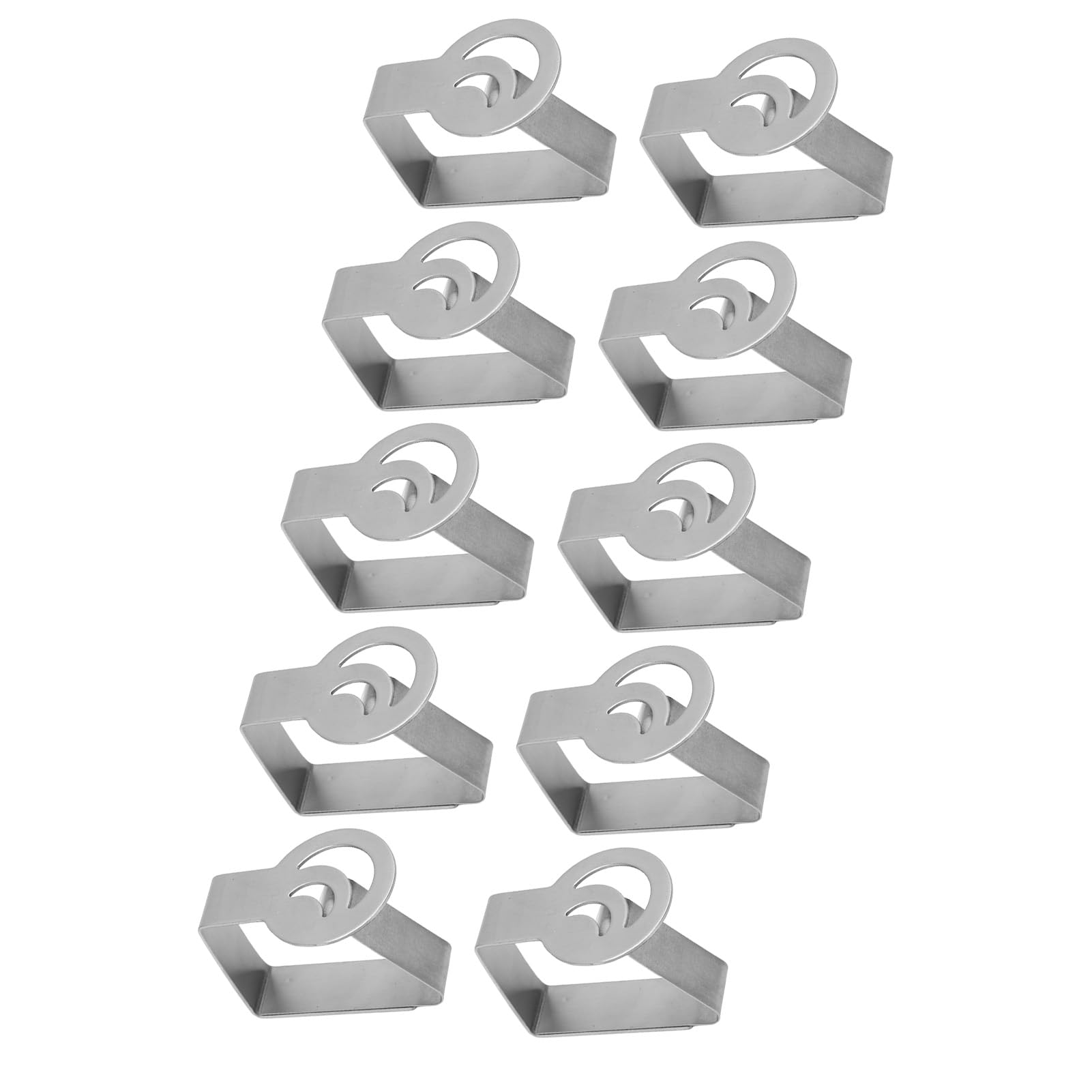 Lot de 10 Pinces à Nappe en Acier Inoxydable, Supports de Nappe de Style Feuille, Design Creux élégant avec Finition argentée, Pinces de Nappe durables pour fête de Famille,