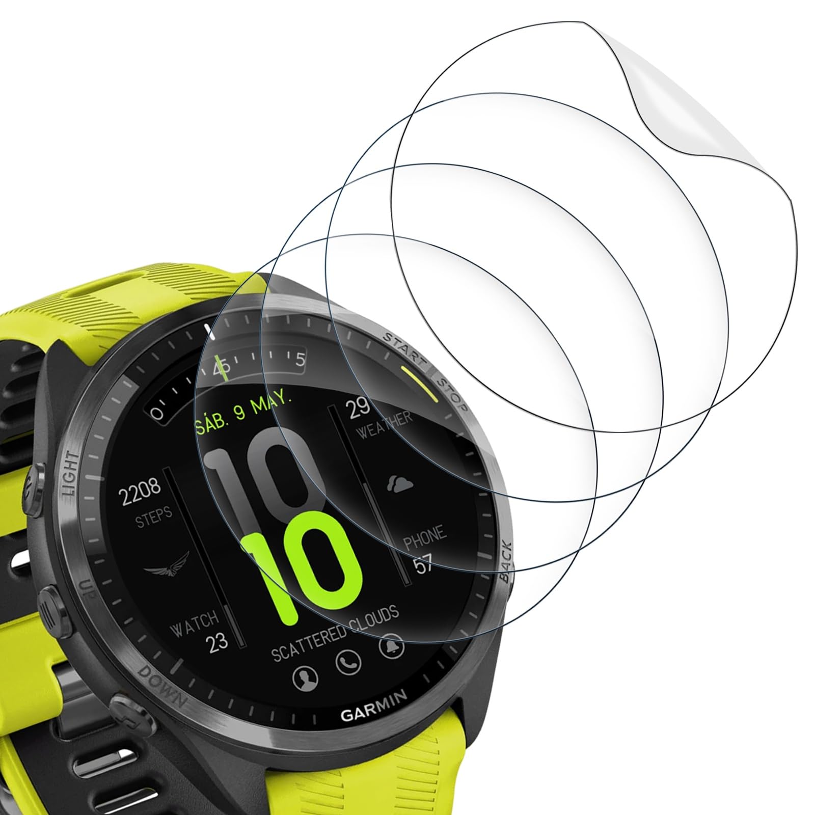 Wondoner 4 Stück Displayschutz für Forerunner 965 Panzerglas, Schutzfolie für Garmin Forerunner 965 Schutzglas, Weiche TPU HD Displayschutzfolie, Anti-Kratzer Screen Protector, Frei von Kratzern